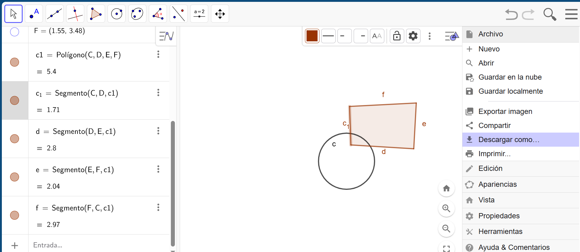 Curva Bézier exportada como SVG desde GeoGebra