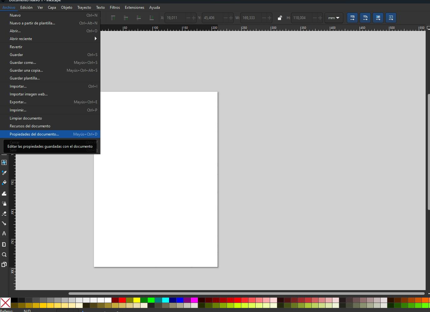 Configuración del documento en Inkscape